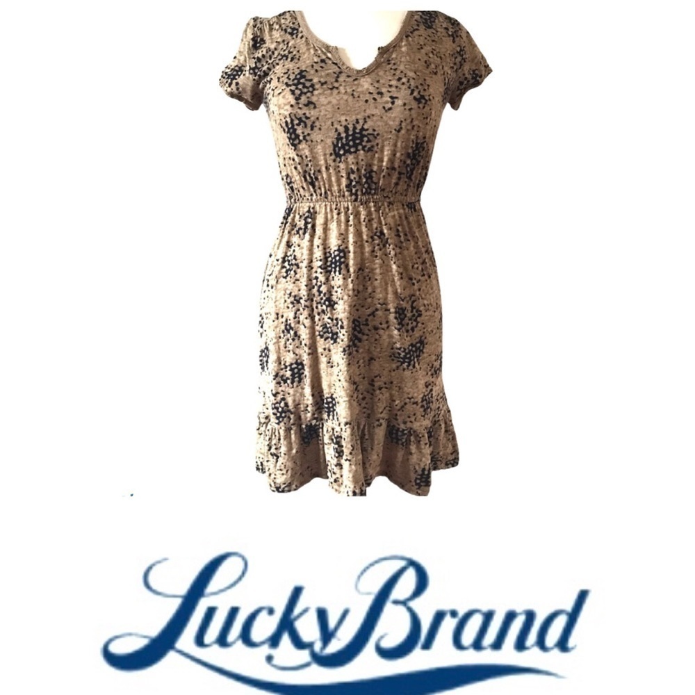 Lucky Brand Brown Casual Country Western Dress Ruffle Hem